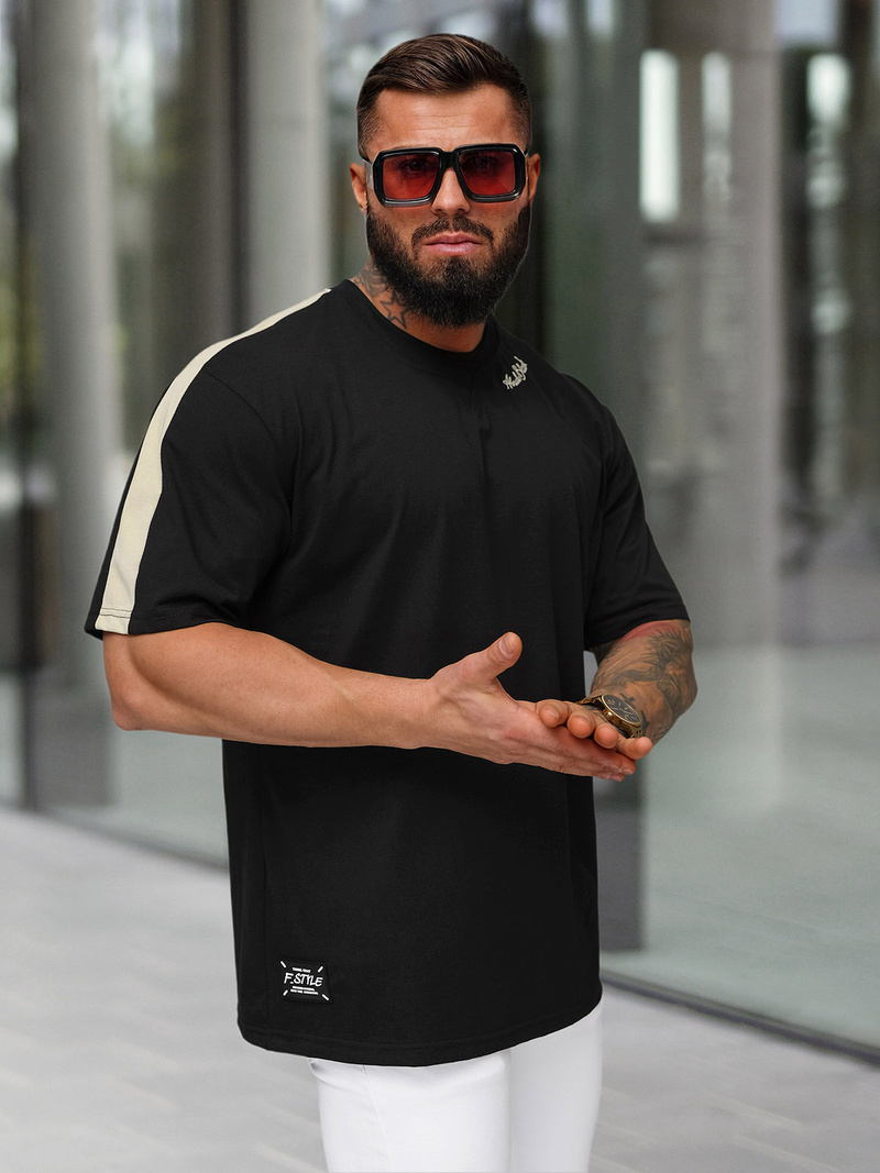 Tricou bărbați negru OZONEE O/QQ1195