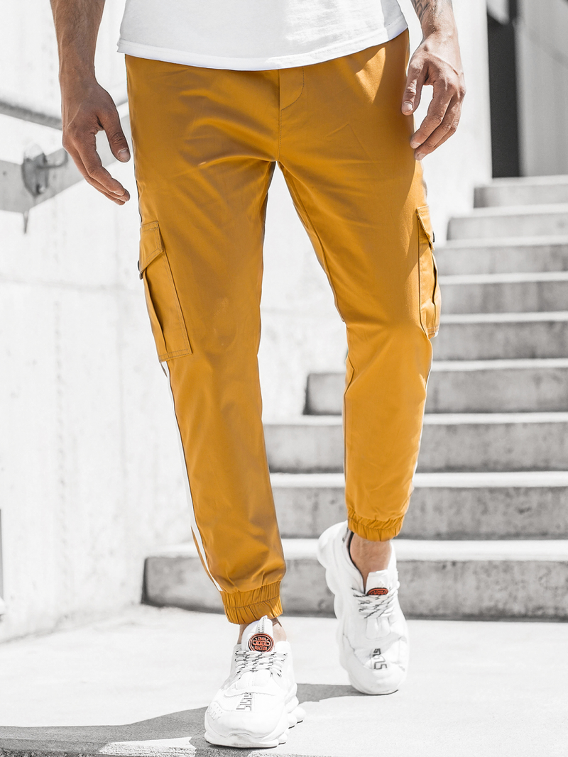 Pantaloni chino jogger pentru bărbați camel OZONEE DJ/5580