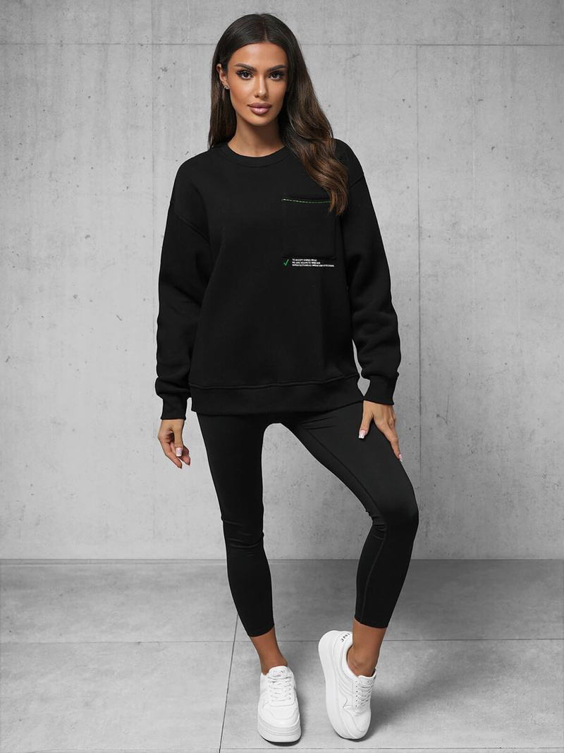 Bluză oversize neagră OZONEE O/SWE23022Z