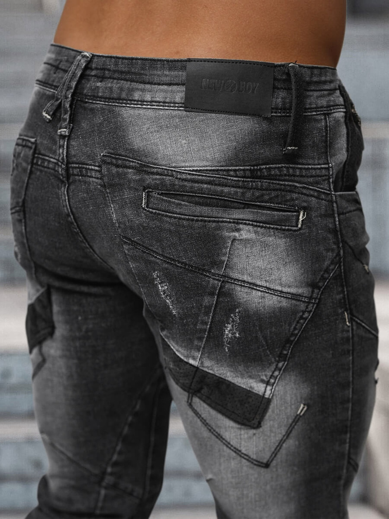 Blugi bărbaţi negri OZONEE NB/MP0045N