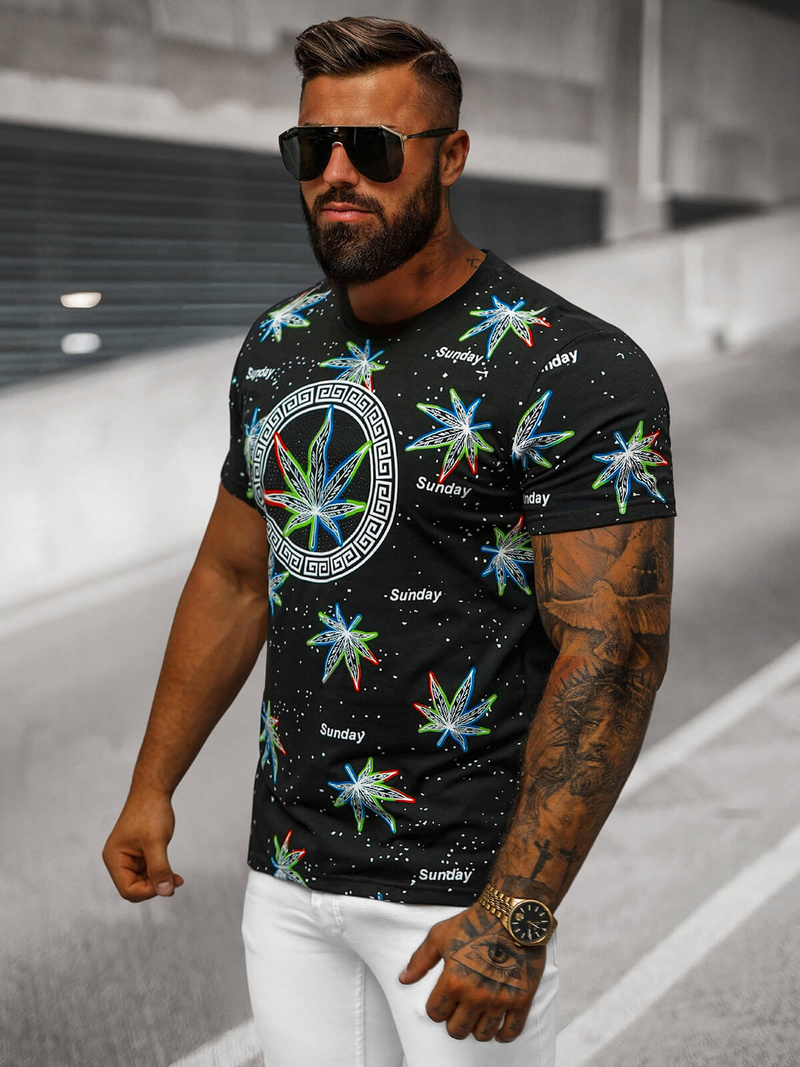 Tricou bărbați negru OZONEE O/T136/3