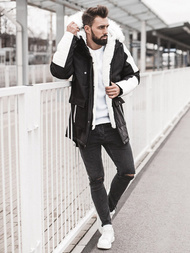 Geacă de iarnă parka bărbați neagră-albă OZONEE O/5832Z