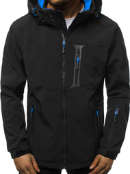 Jachetă bărbați SOFTSHELL neagră-albastră OZONEE GE/12262