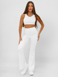 Colanţi femei cu picioare late albi OZONEE JS/17K587/1