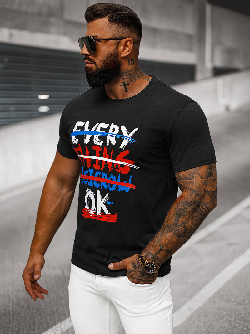 Tricou bărbați negru OZONEE O/8T1266/3