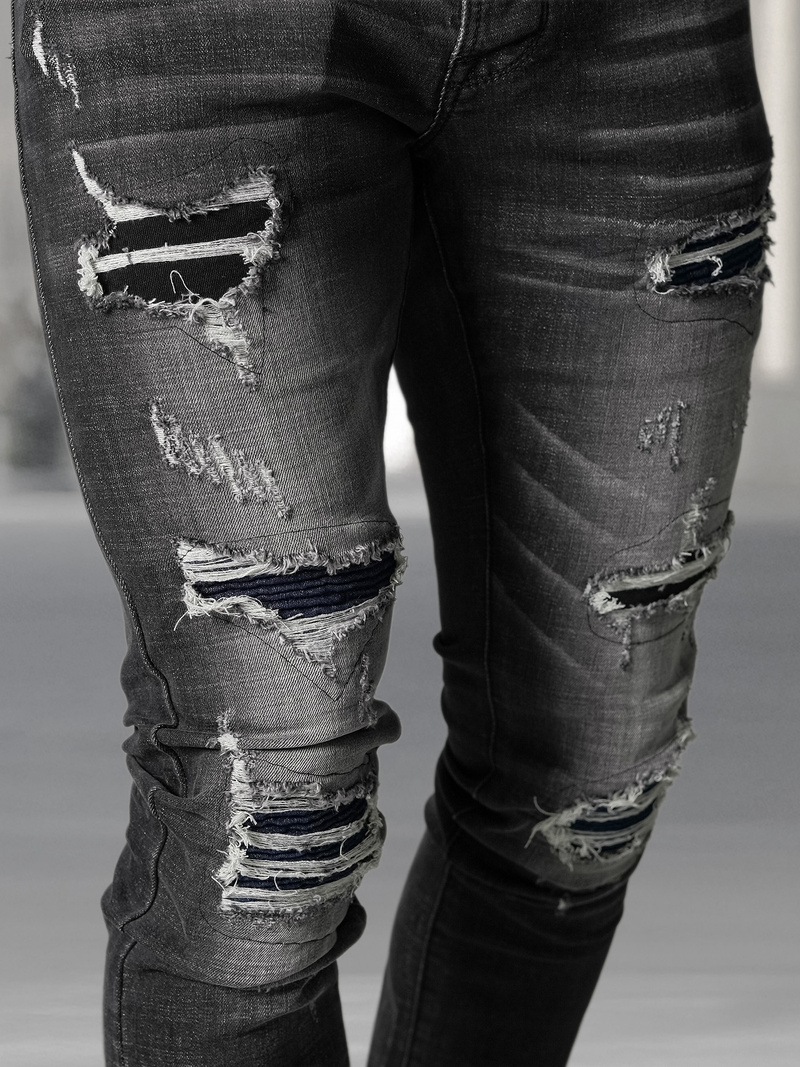 Blugi bărbaţi negri OZONEE NB/MP0075NZ