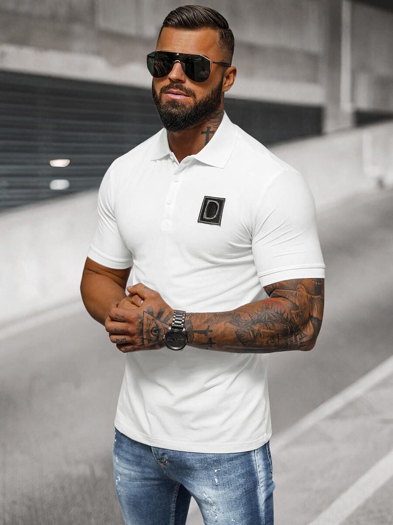 Tricou polo bărbați alb OZONEE NB/MT3105