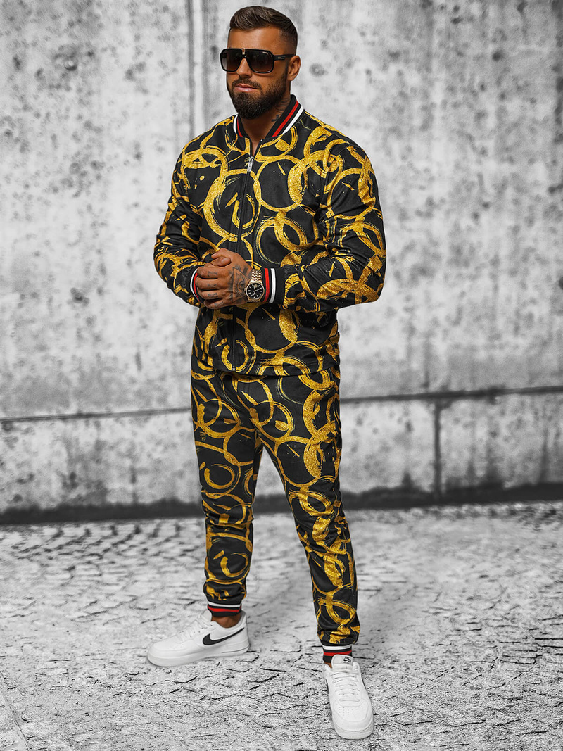 Set pentru bărbați - sacou de costum cu pantaloni chino, auriu OZONEE O/5554/21Z