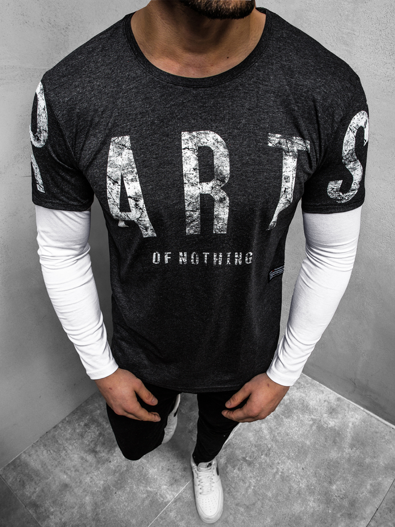 Tricou cu mânecă lungă antracit OZONEE O/1292Z