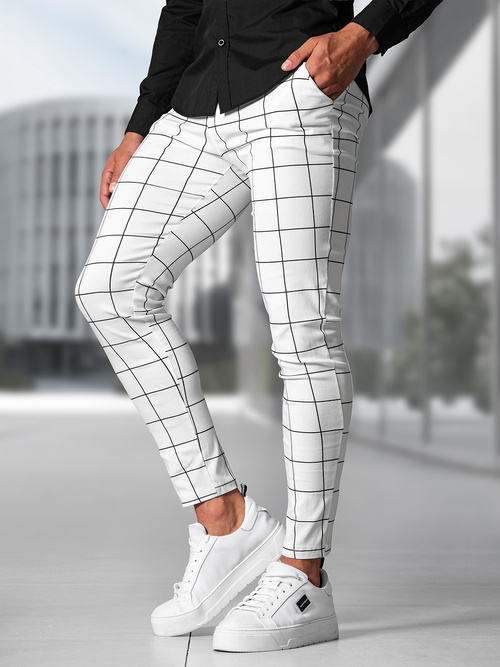 Pantaloni Chino Bărbaţi Albi OZONEE O/P4009Z