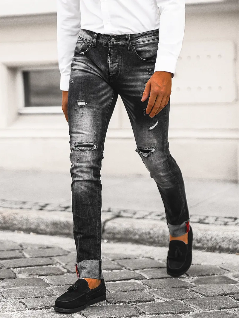 Blugi bărbaţi negri OZONEE NB/MP0126N