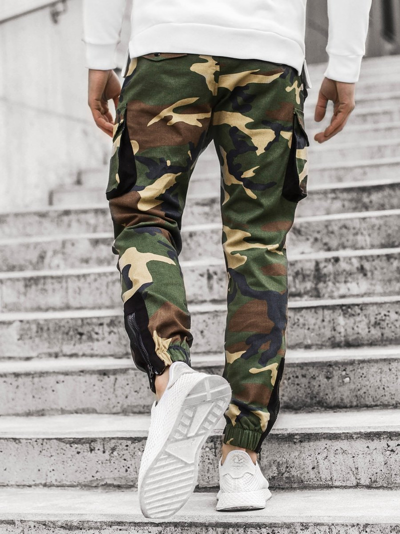 Pantaloni jogger bărbați verde-camuflaj OZONEE A/705