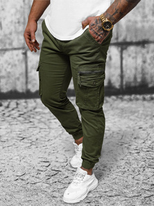 Pantaloni chino jogger pentru bărbați verde OZONEE NB/MP0201MV