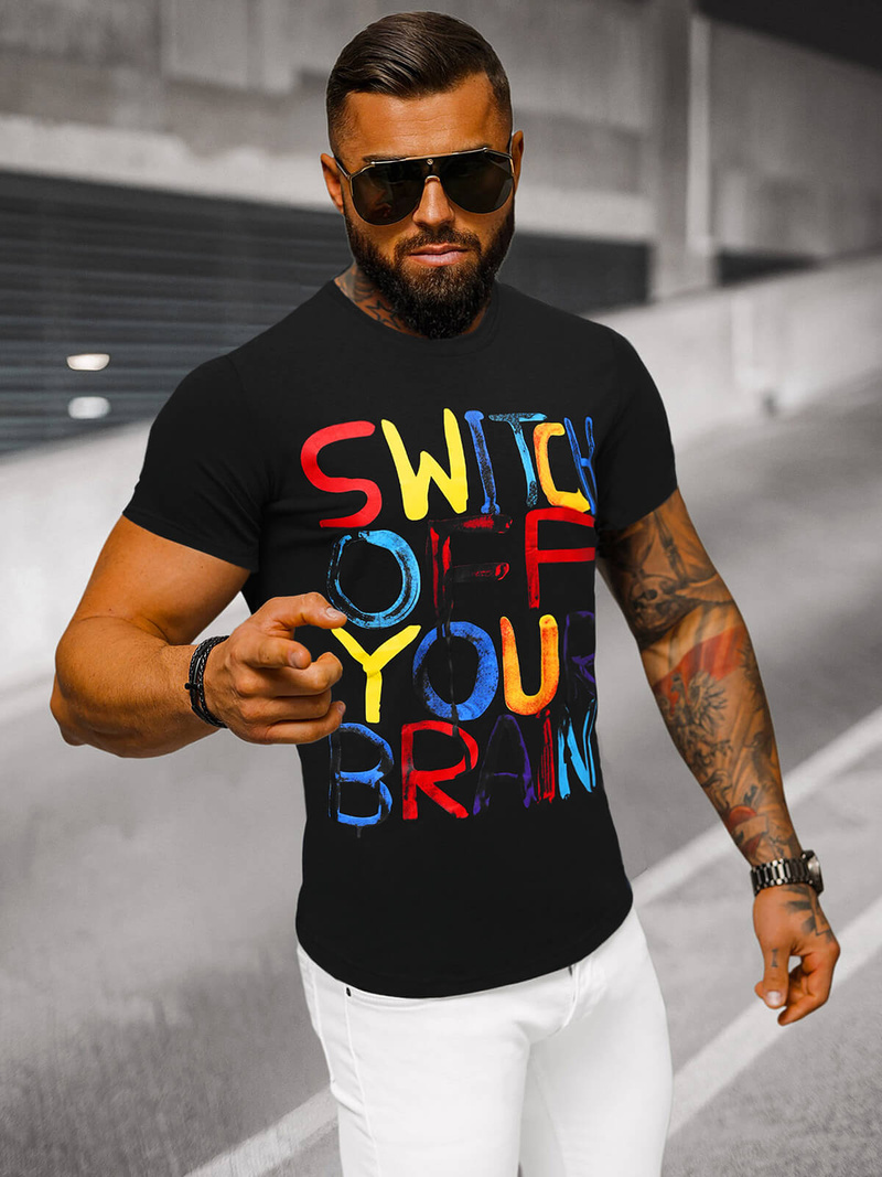 Tricou bărbați negru OZONEE O/T125/3Z