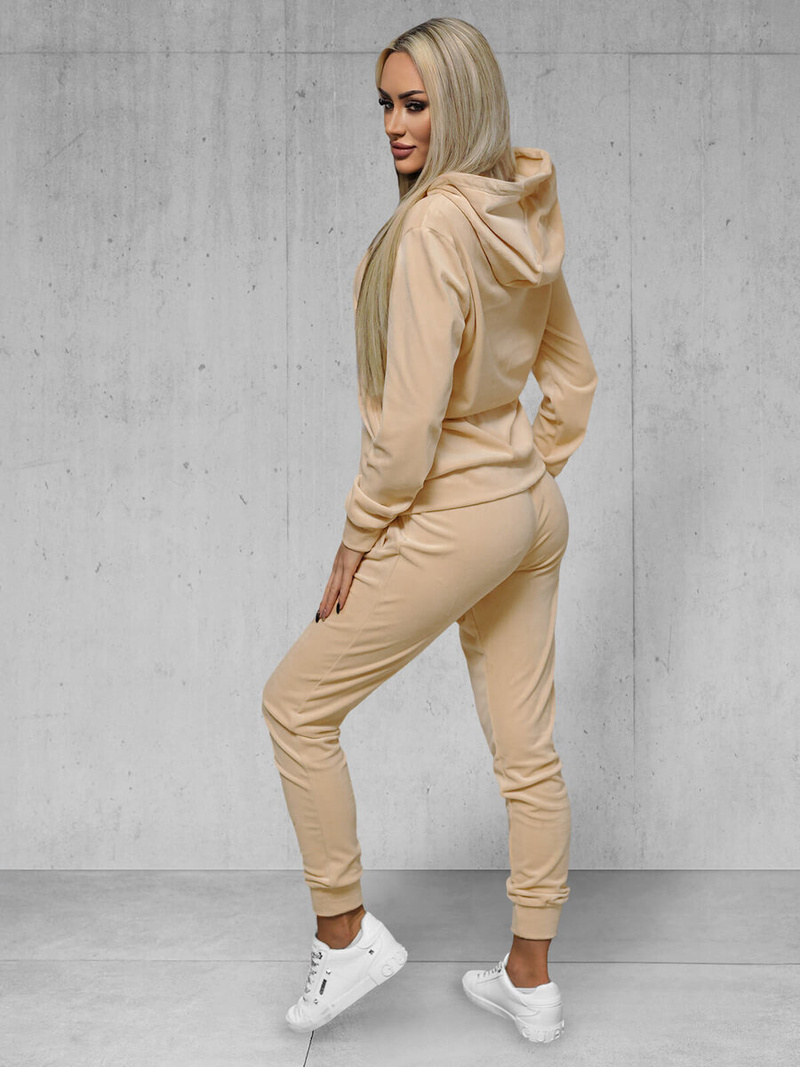 Compleu dama din catifea bej deschis OZONEE JS/8C1176/159