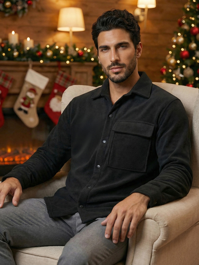 Cămașă bărbați neagră OZONEE O/GOM23040Z