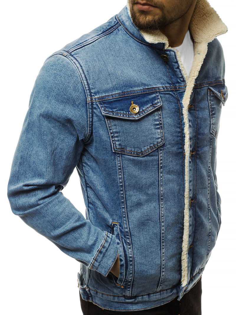 Jachetă de blugi bărbați albastră deschis OZONEE BN/5941