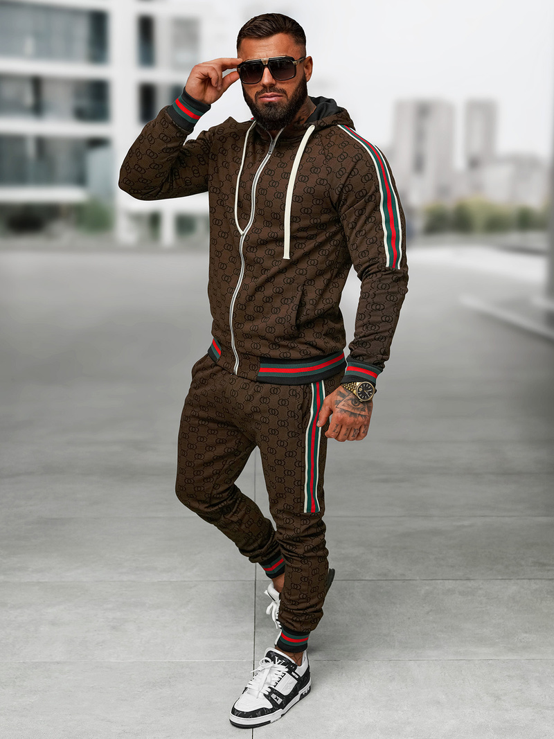 Compleu sport bărbaţi bej închis OZONEE O/FF5111AB