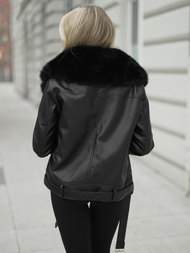 Geacă de piele pentru femei neagra OZONEE JS/61M8507/392AZ