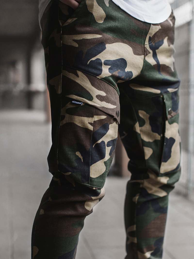 Pantaloni jogger bărbați verde-camuflaj OZONEE A/1003