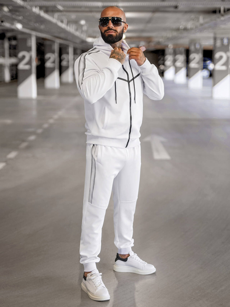 Compleu sport bărbaţi alb OZONEE JS/8C8117/1Z