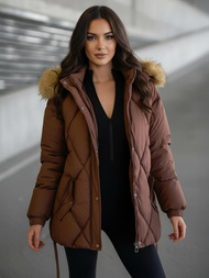 Geacă de iarnă damă ciocolată OZONEE JS/5M3329/158Z