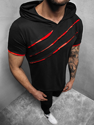 Tricou bărbați negru-roșu OZONEE A/1185Z