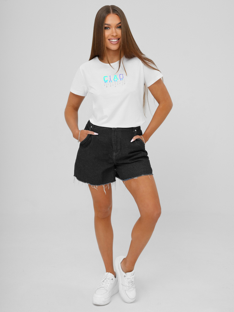 Tricou femei alb-mentă OZONEE JS/RJ77542