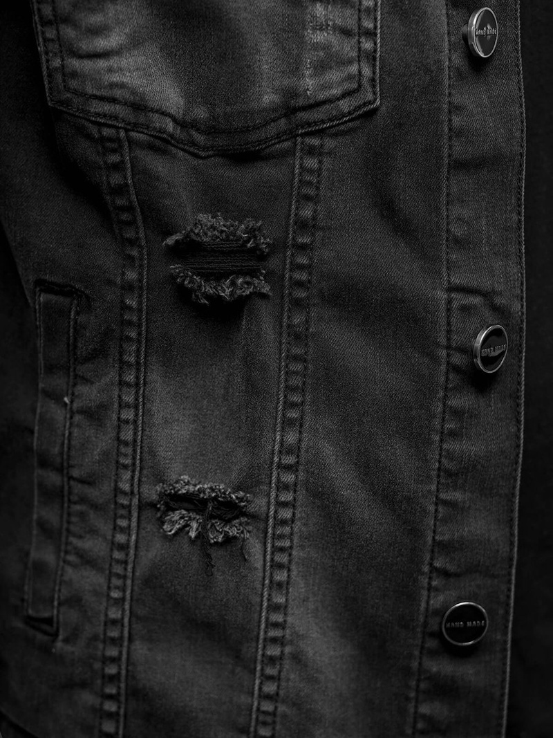 Jachetă de blugi bărbați neagră OZONEE NB/MJ506NZ