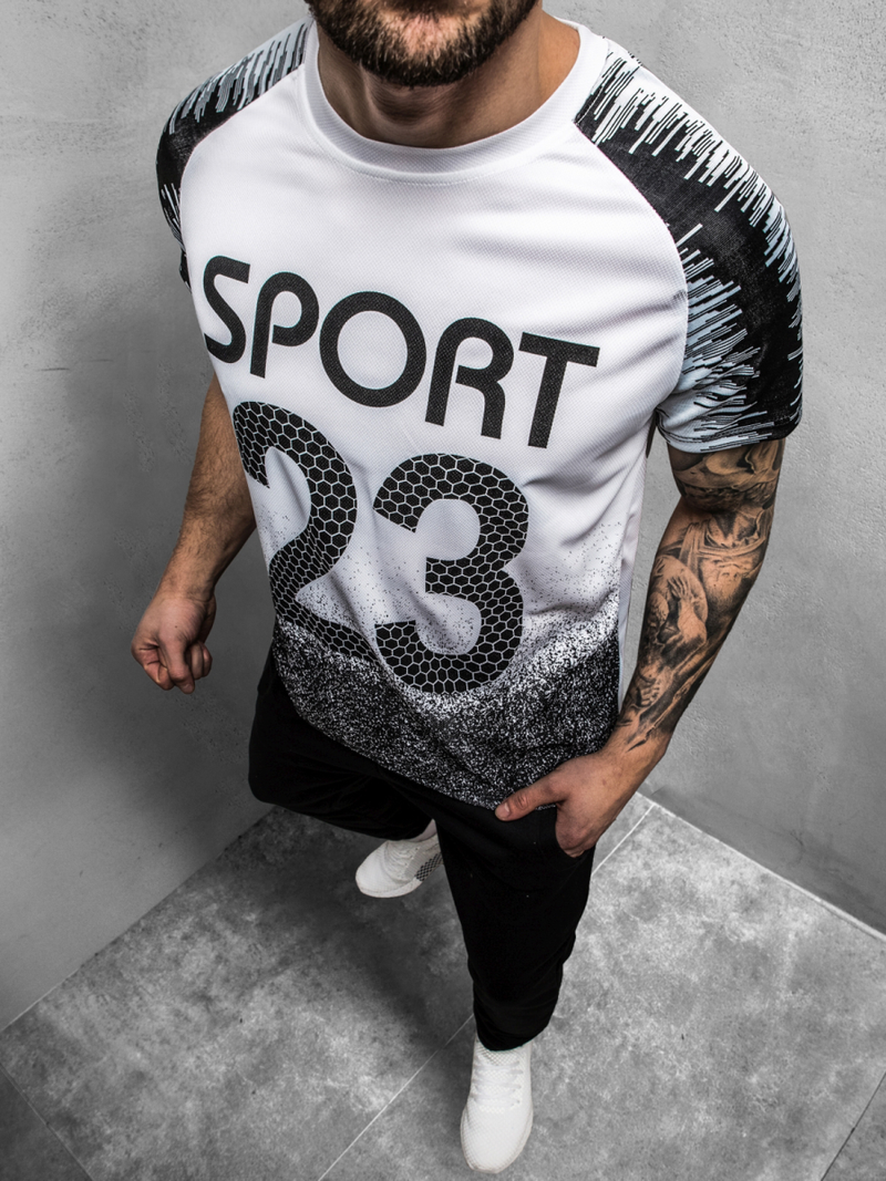 Tricou bărbați alb-negru OZONEE JS/KS2068Z