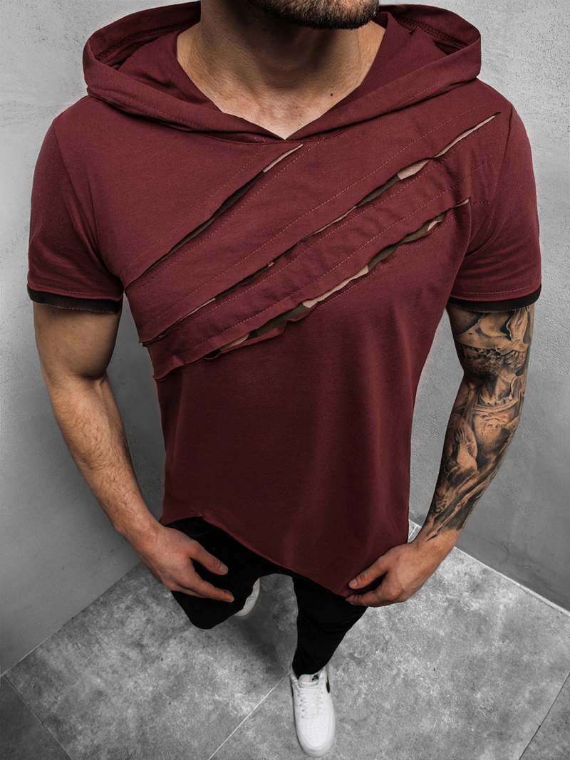 Tricou cu glugă bărbați bordo OZONEE A/1185Z