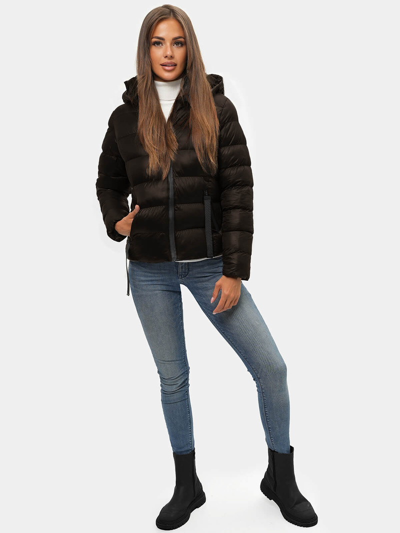 Geacă de iarnă femei ciocolată OZONEE JS/M782/392