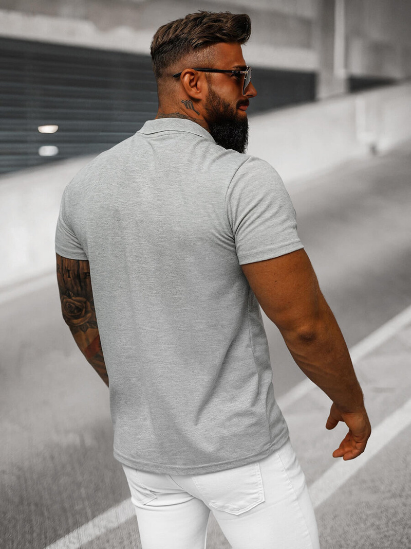 Tricou polo bărbați gri OZONEE JS/8T80/2Z