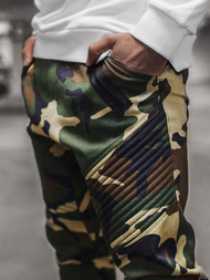 Pantaloni chino jogger pentru bărbați verde-camuflaj OZONEE A/0952