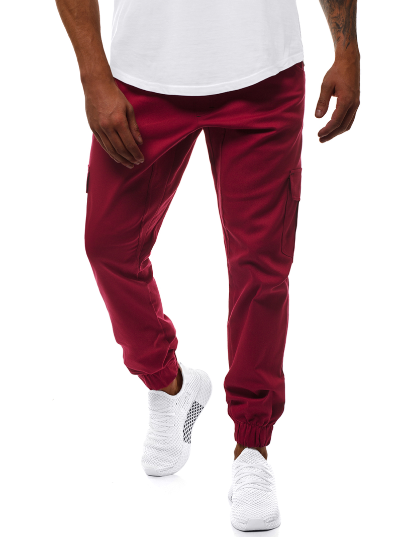 Pantaloni jogger bărbați bordo OZONEE A/404