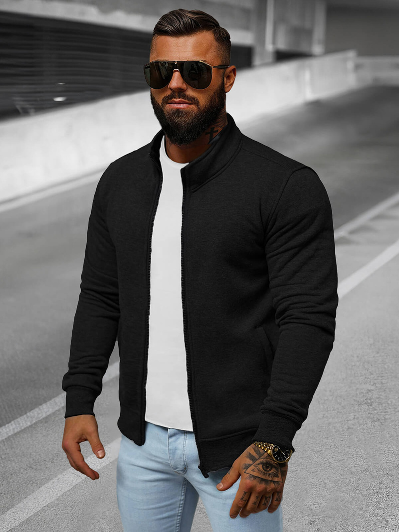 Bluză cu fermoar bărbați neagră OZONEE JS/2002Z