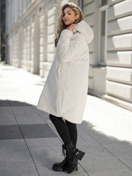 Geacă lungă de iarnă pentru femei écru OZONEE JS/5M3352/280