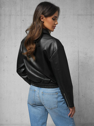 Geacă de piele pentru femei neagră OZONEE O/G116