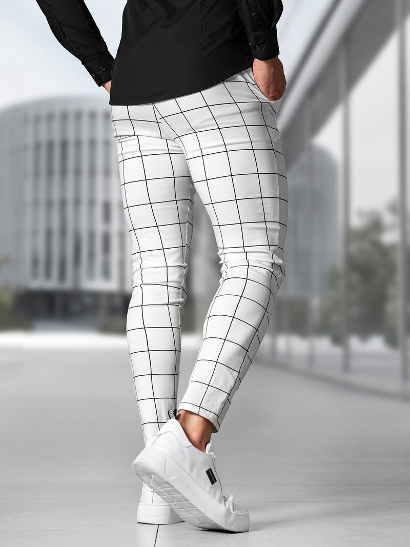 Pantaloni Chino Bărbaţi Albi OZONEE O/P4009Z