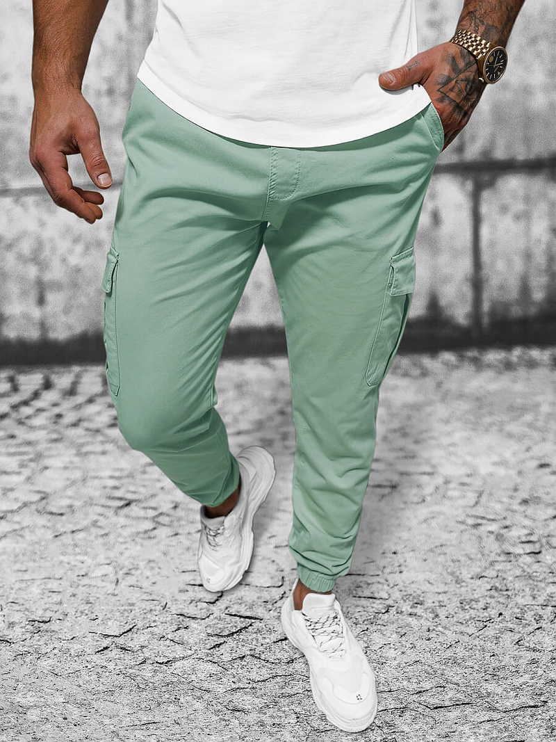 Pantaloni jogger Bărbaţi verde-mentă OZONEE O/PAN23023