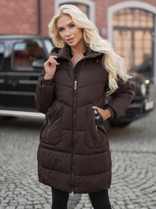 Geacă de iarnă damă ciocolată OZONEE JS/16M9302/158Z