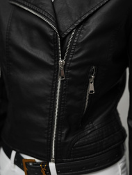 Geacă de piele pentru femei neagră OZONEE JS/11Z8028Z