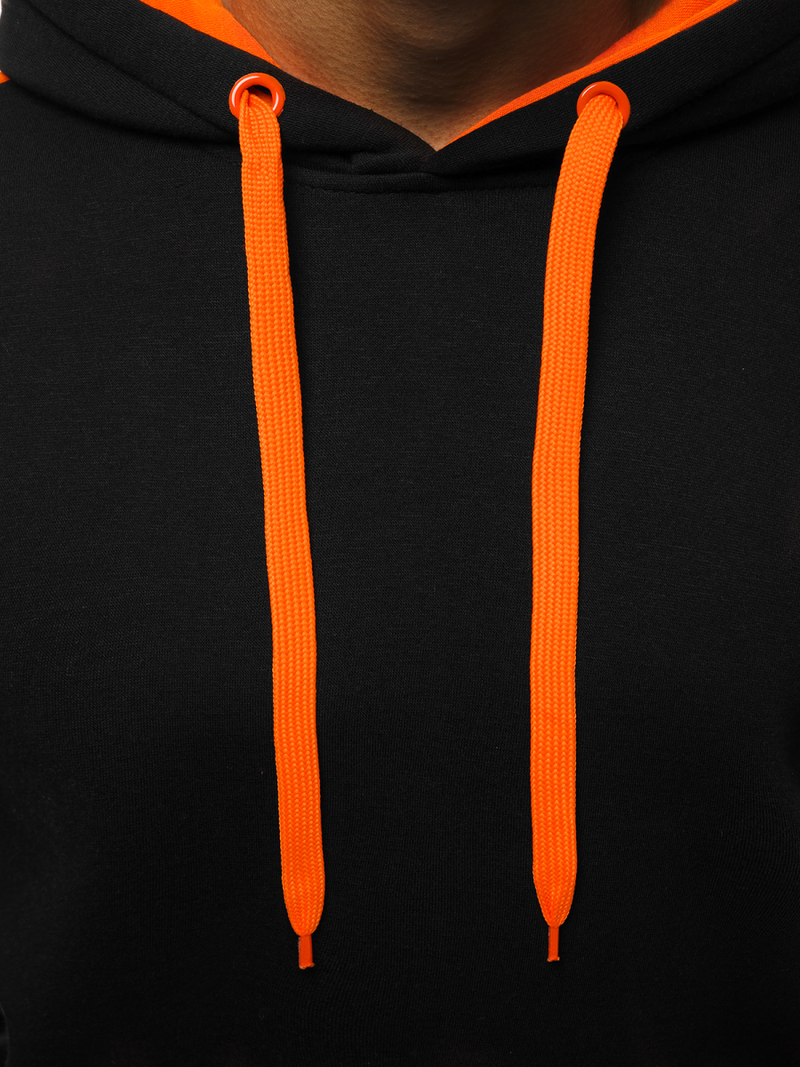 Hanorac cu glugă bărbați negru-portocaliu OZONEE JS/2012Z