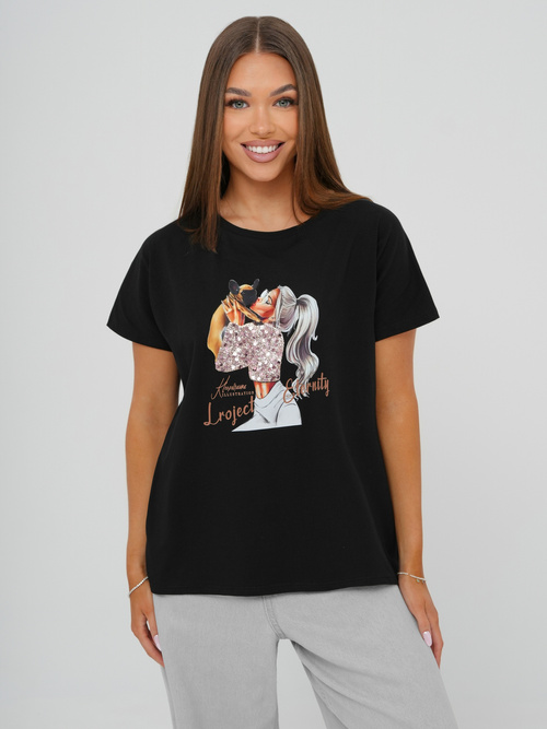 Tricou femei negri OZONEE JS/95T2575/3