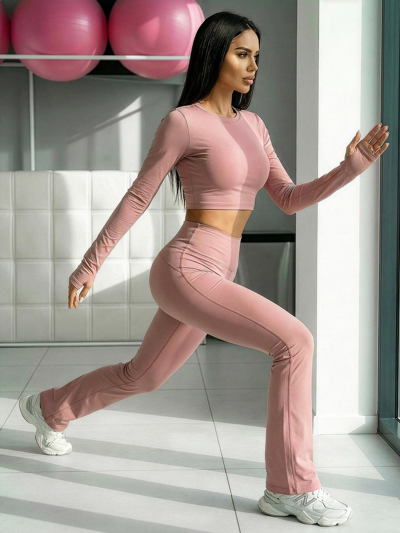 Colanţi femei cu picioare late roz pudră OZONEE JS/17K588/7Z