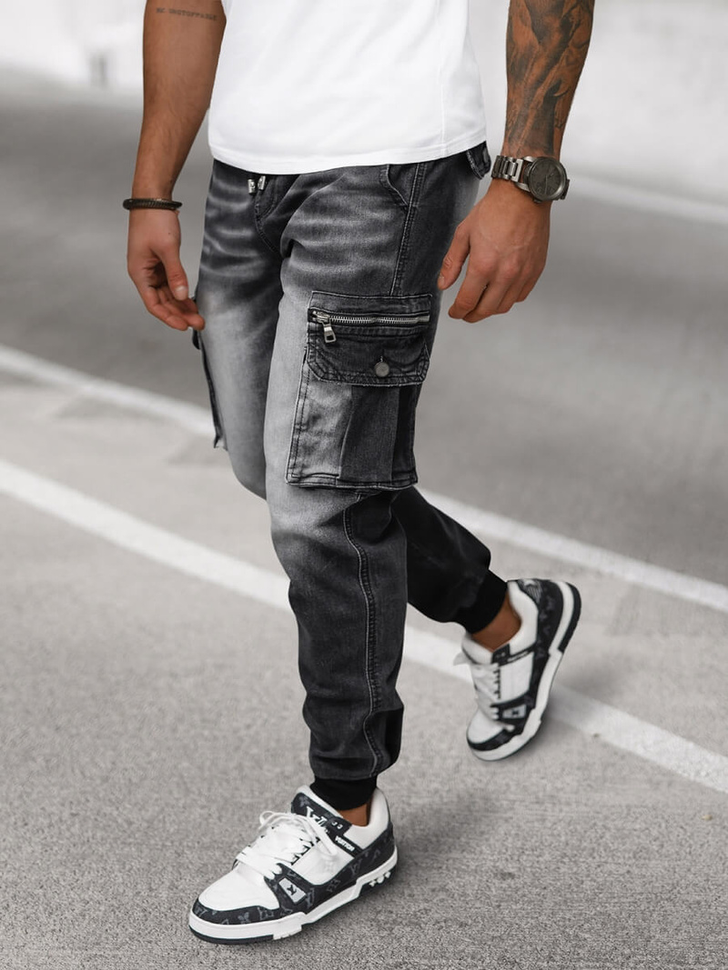 Pantaloni jogger bărbați negri OZONEE NB/MP0108N