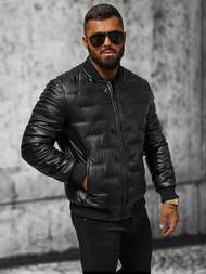 Geacă de piele bărbați neagră OZONEE O/11Z8099