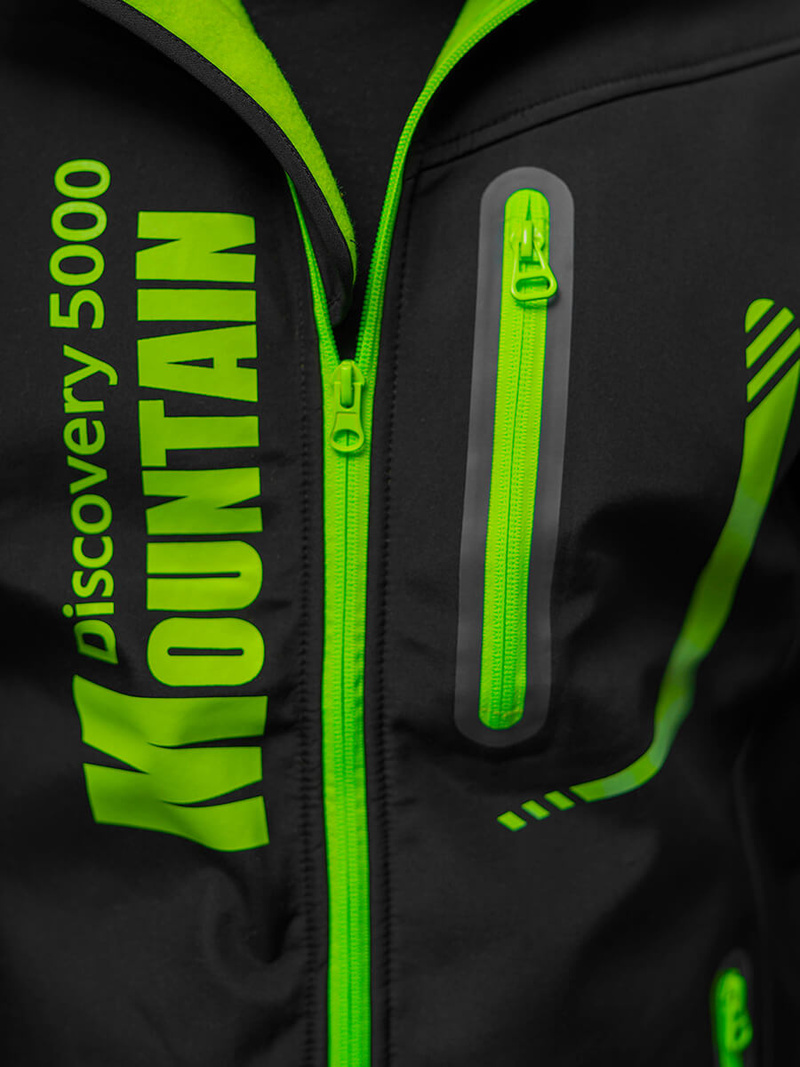 Jachetă softshell bărbați neagră-verde OZONEE JS/HH026/1AZ