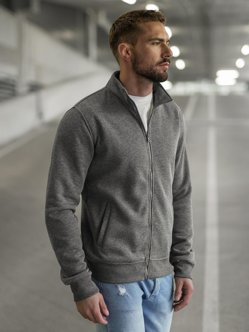 Bluză cu fermoar bărbați gri închis OZONEE JS/2002Z