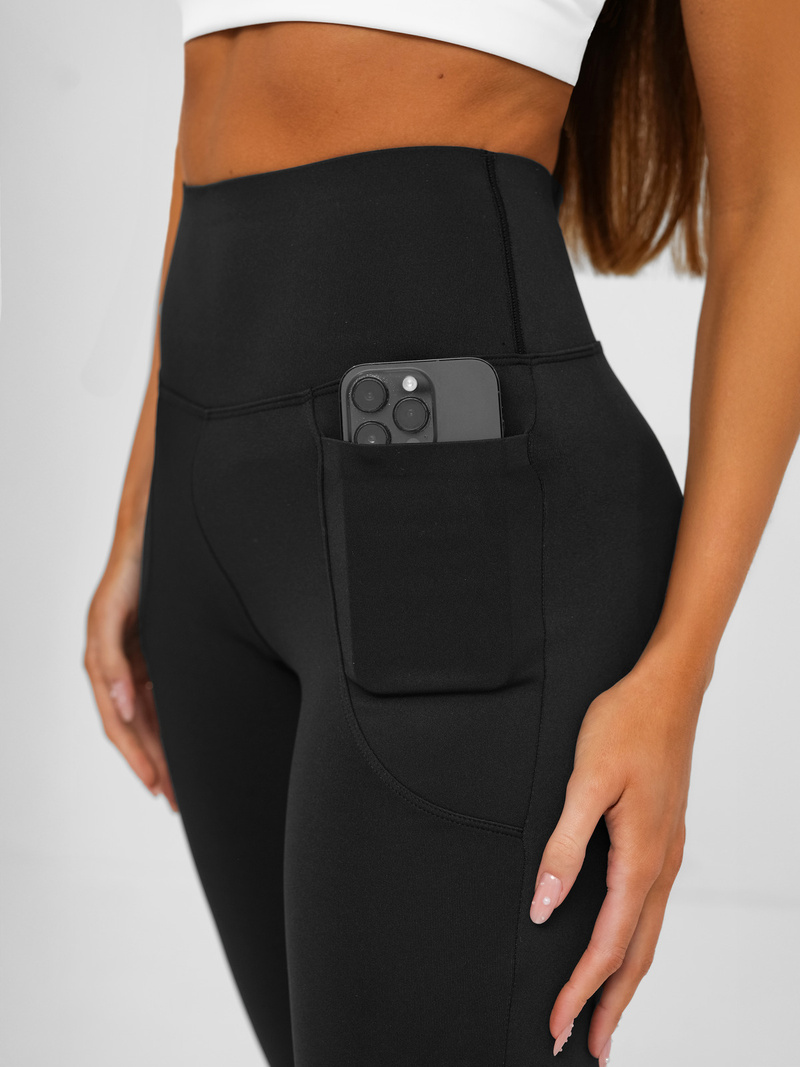 Colanţi femei cu picioare late negri OZONEE JS/13K1810/3